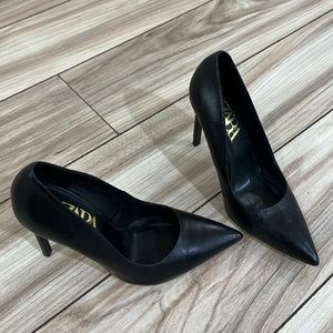 ZARA Black Leather Pumps Heels Size 7